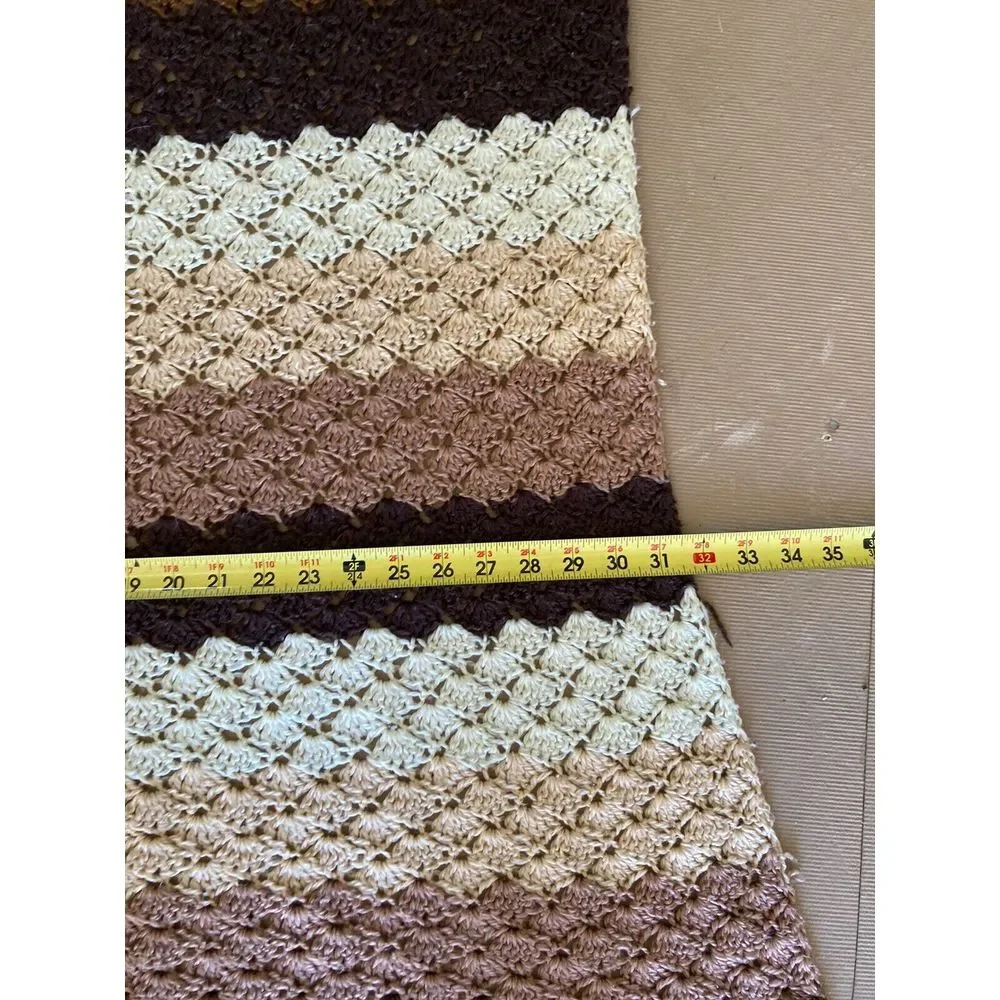 Handmade Crochet‎ Afghan Granny Square Blanket Throw 68x32 Browns & Tans